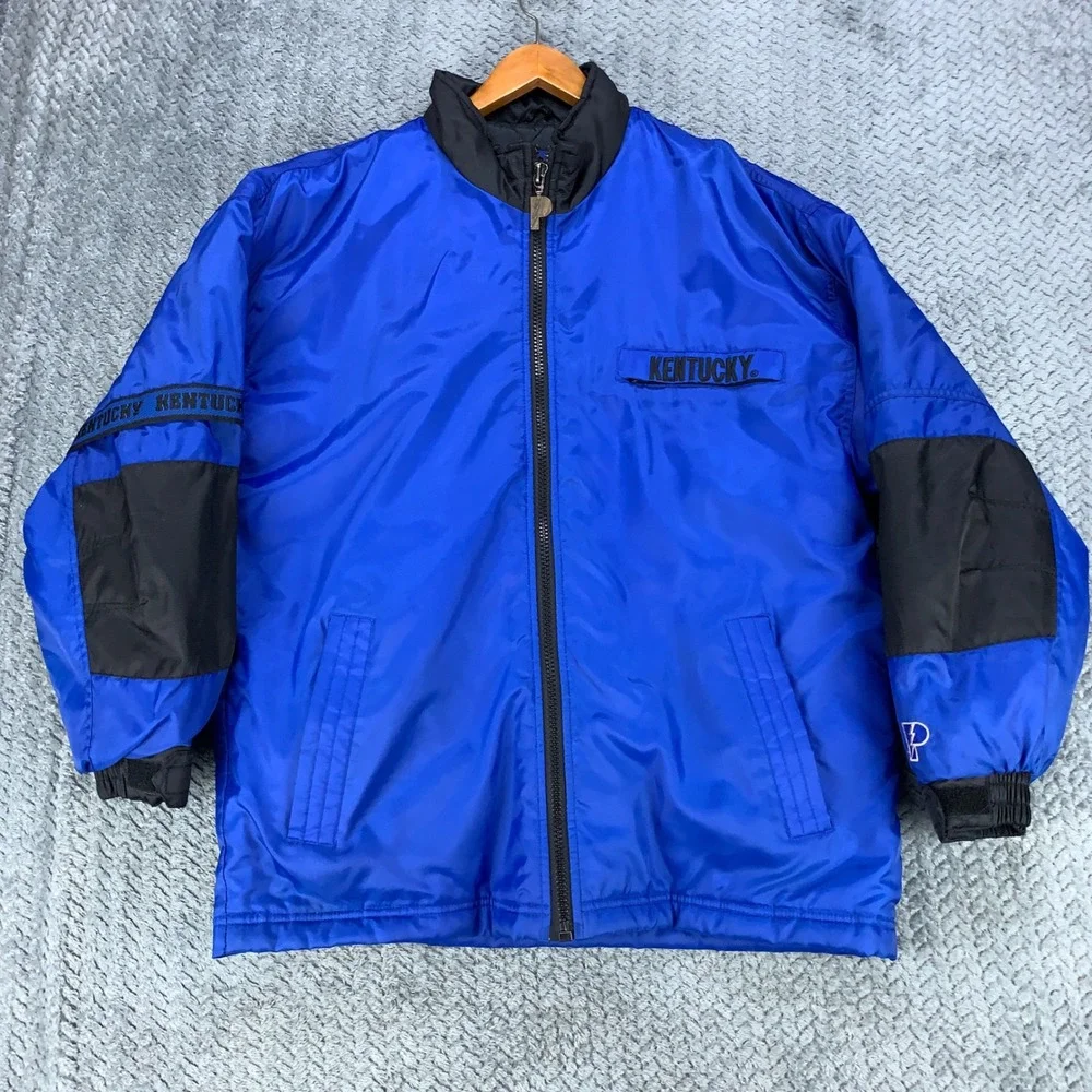Pro Player Puffer Jacket Mens S Blue Kentucky Wildcats Vintage Quilted Zip Up